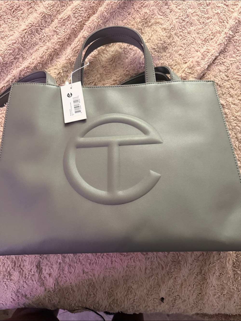 Telfar Matte Gray Embossed Logo Tote